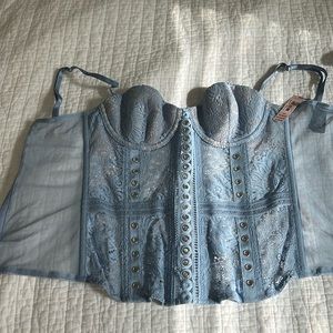 Victoria’s Secret blue corset top 32B and matching thong  size small